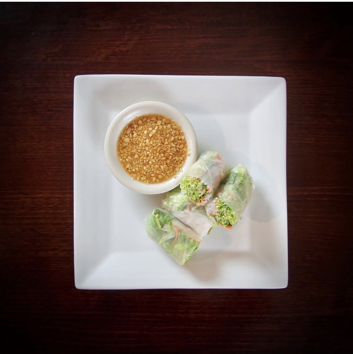 Sara Thai fresh spring rolls with peanut dipping sauce